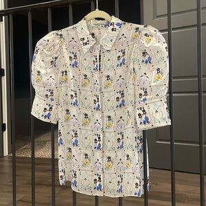 ALICE & OLIVIA WILLA SCRUNCHED SLEEVE TOP